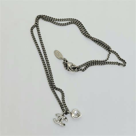 chanel silver heart necklace|Chanel necklace online shop.